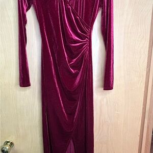Elegant Velvet Burgundy Dress